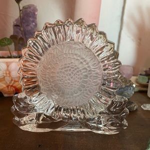 VTG Glass Crystal Sunflower Candle Holder